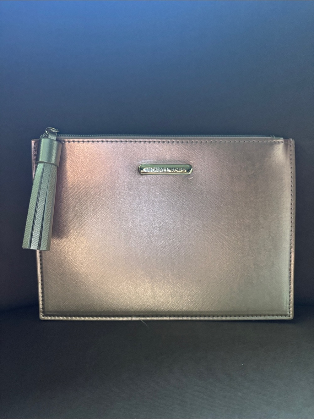 Michael Kors Metallic Rose Gold Leather Wristlet Clutch